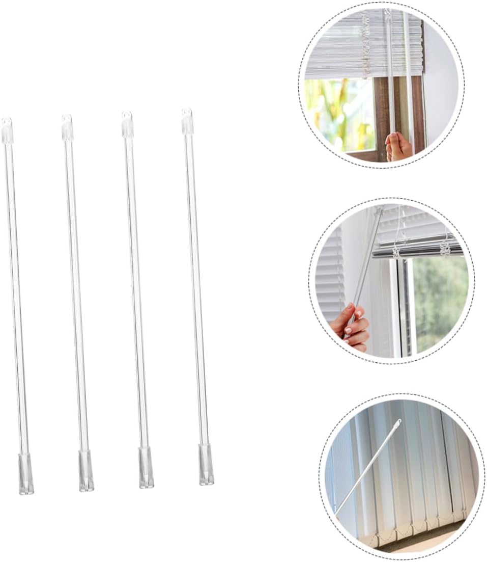 Unomor 4pcs Fiberglass Blind Tilt Wands for Vertical Blinds Sturdy Window Curtain Rod with Hook for Easy Use and Storage Lightweight and Accessories