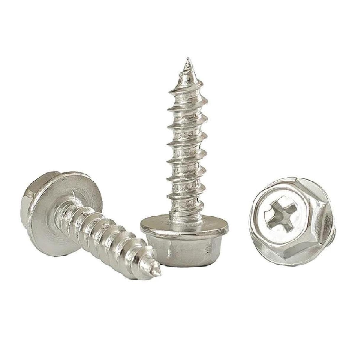 bulloni a flangia con dentatura esagonale, viti di M3 M4 M5 M6 Phillips Flangia Esterna Esagonale Autofilettante con Rondella Viti a Esagonale a Croce in Acciaio Inossidabile 304 20 Pz(M6x25mm)