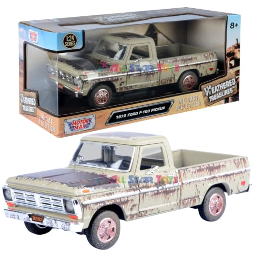 Motormax 1972 F 100 Pickup Truck Beige 1/24 Modelo Diecast miniatura 1