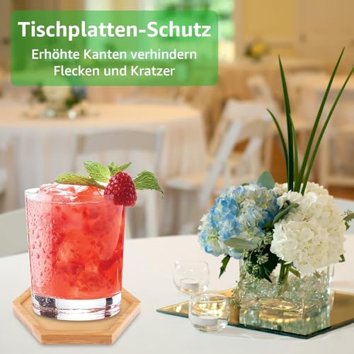 LOLYSIC 16 Stück Bambus Untersetzer, Mosaik Untersetzer Bastelset, Leere Bodenschalen Hexagon für Bastelarbeiten, Untersetzer für Pflanzen, Trinkbecher, Kerzen, DIY-Mosaikbedarf (12 × 10,5 cm)