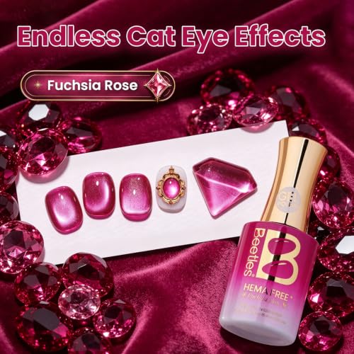 Image of Beetles Hot Pink Glitter Cat Eye Gel Polish,15ML Fuchsia Rose Gel