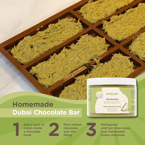 Image of EATALIAN by AMZ BETTER Pistachio Cream with Kataifi, 17.63 oz /500 gr, Delicious Spreadable Cream with Sweet and Unique Taste, Perfect with Ice Creams, for Filling Cakes and Dubai Chocolate, Made in Italy