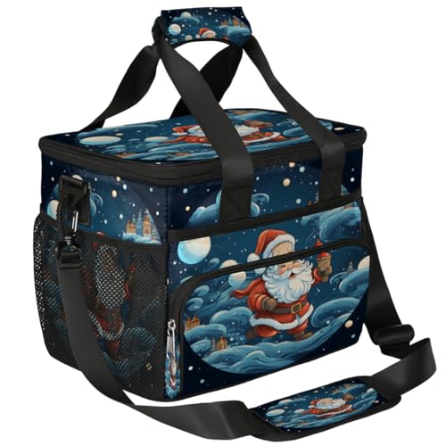 Insulated Picnic Backpack Lunch Box for Women Men Picnic Basket Tote Lunch Bag Picnic Bag Portable Lunch Bags for Picnic, Beach, Work, Trip,Office, Camp Xmas Santa Claus