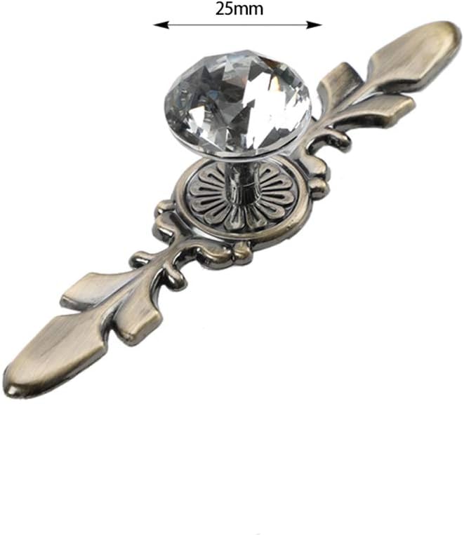 Drawer Dresser Knobs Pull Handles - Crystal Glass Diamond Decorative Knobs with Plate, Cabinet Cupboard Door Knobs with Screws for Kitchen Bathroom Office Decoration Pack of 6, Bronze