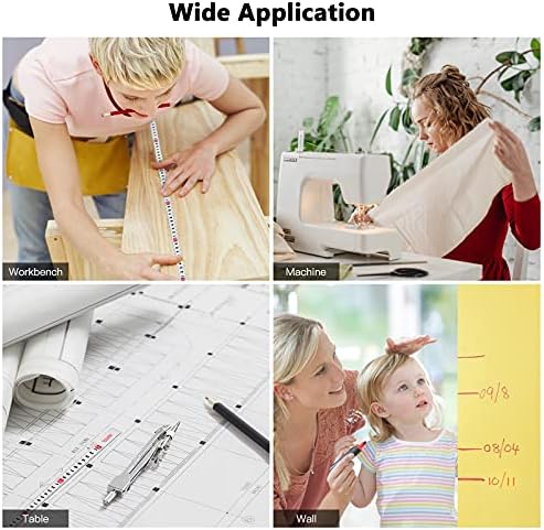 iplusmile Measure Tape, 2m Self Adhesive White Measuring Tape Metric Scale Miter Track Tape Saw Steel Ruler for Measuring Woodworking (Left to Right)