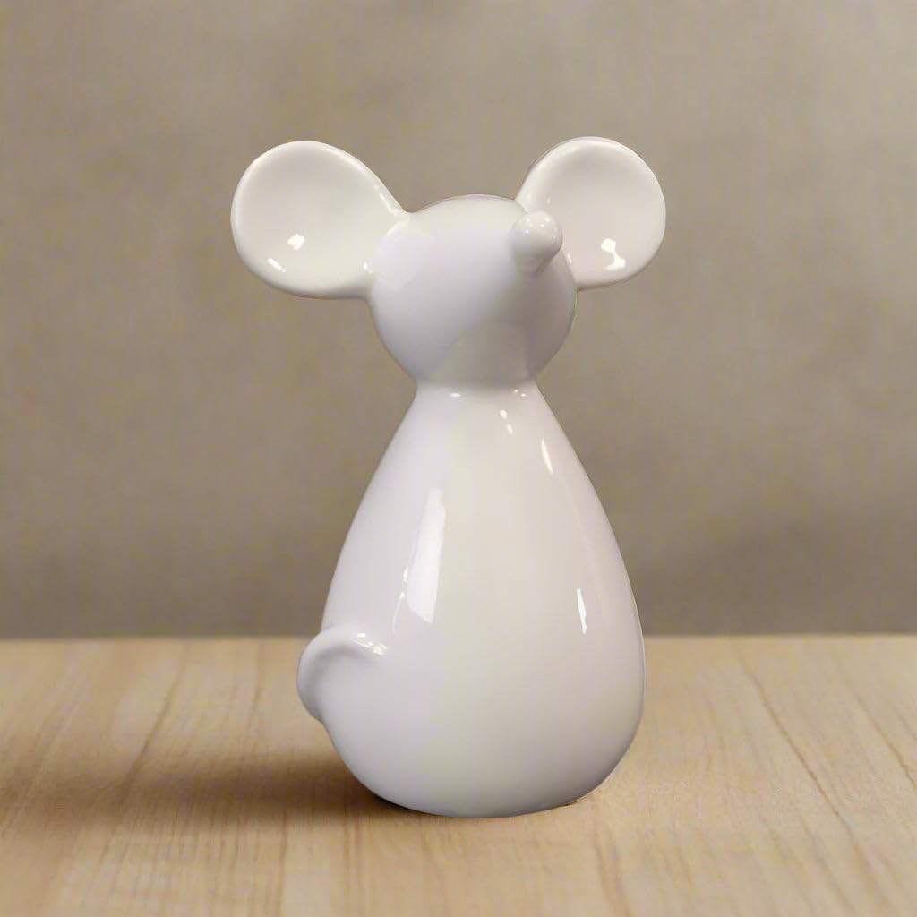 Oak and Brook Medium White Ceramic Mouse