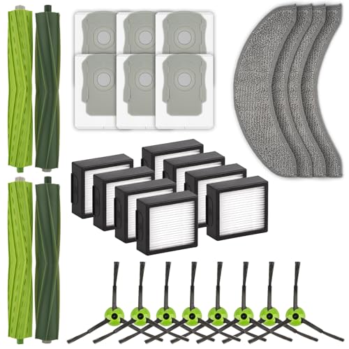 Image of (30 Pack) Combo j7+ Replacement Parts Accessories for iRobot Roomba Combo j7+, Combo j9+, Combo 10 Max Robot Vacuum, 2 Sets Roller Brush, 4 Mop Pads, 8 HEPA Filters, 6 Dust Bags, 8 Side Brushes