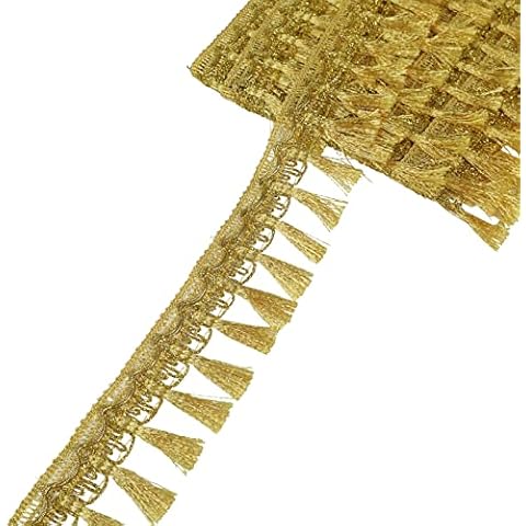 IDONGCAI Gold Fringe Trim Tassel Sewing Trim for Christmas Craft Home Decor Supplies(6 Yards) Cover