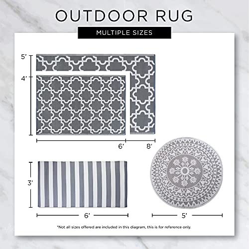 Tapete reversible exterior redondo 5 pies Spice Boho miniatura 3