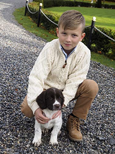 Aran Crafts Boy's Irish Cable Knitted Half Zip Sweater (100% Merino Wool)2