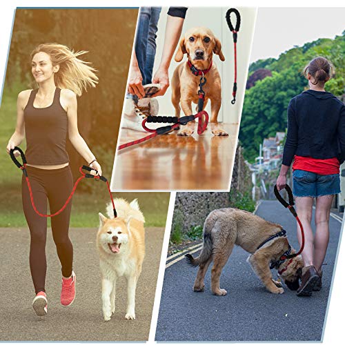 Mumupet 2 Pack Dog Leash 5 Ft Heavy Duty Dog Leash And 2 Ft Strong Dog Leash With Comfortable Padded Handle And Highly Reflective Thread (With Poop Bags Dispenser & Pet Bowl & Pet Car Seat Belt Leads) #TOP2
