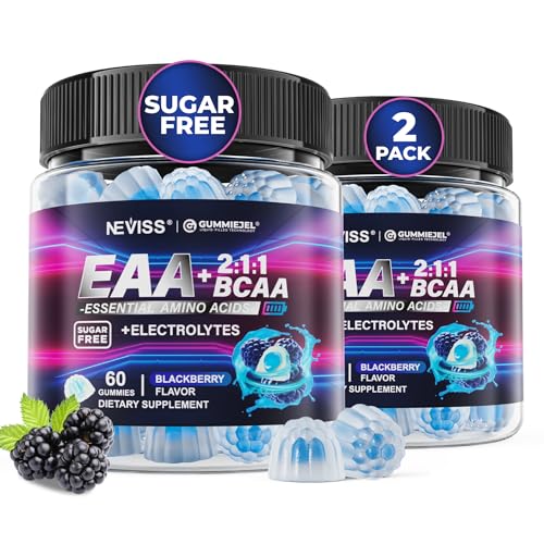 Essential Amino Acids EAA Gummies Nutritional Supplements for Women Men BCAAs Branched Chain Amino Acids Supplement Gummies w/ Electrolyte Hydration Black Raspberry Flavor Gluten Free Vegan 120ct