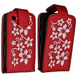 Funda Carcasa Funda rojo diseño de flores para Blackberry Curve 8520 + película de protección