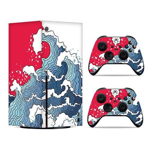 NOWSKINS The Great Wave Off Kanagawa Xbox Series X Skin Wrap, Premium 3M Xbox Series X Skins for Console, Custom Vinyl Cover Skins Wraps for Xbox Series X Skin Set Custom Xbox Controller Skin
