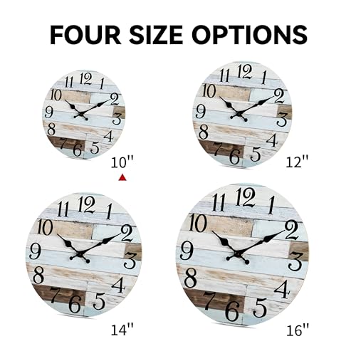 KECYET Wall Clock Battery Operated 10 Inch Silent Non-Ticking Coastal Country Style Decorative for Living Room, Kitchen, Home,Bathroom, Bedroom, Laundry Room - Image 2