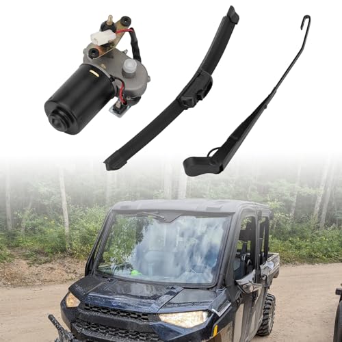 Image of UTV Windshield Wiper Kit - 12V 30W Electric Wiper Motor with 16 inch Blade & 13.8 inch Arm, Compatible with Polaris Ranger RZR 570 /900 /1000, Compatible with Can-Am Defender, Maverick X3