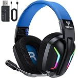 WESEARY Wireless Gaming Headset for PS5, PC, PS4, Switch & Mac, Dual-Mode 2.4GHz & Bluetooth Headset with ENC Noise Cancelling Microphone, 50mm Stereo Drivers,Dynamic LED Lights,Up to 50Hr Playtime
