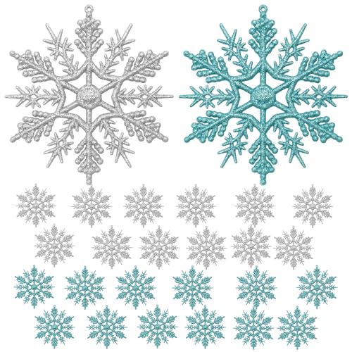24 Stück 10CM Schneeflocken Deko, Weihnachtsbaumschmuck Schneeflocken...