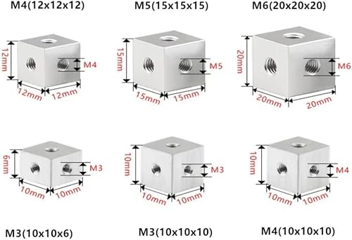 Orivin Lot De 20 Connecteurs Cubiques M-3 En Aluminium, Bloc De Fixation Hexagonal Carré Pour Plaque Acrylique Fixe, Matériel D'éclairage, 10 X 10 X 10 Mm, Argent - 3