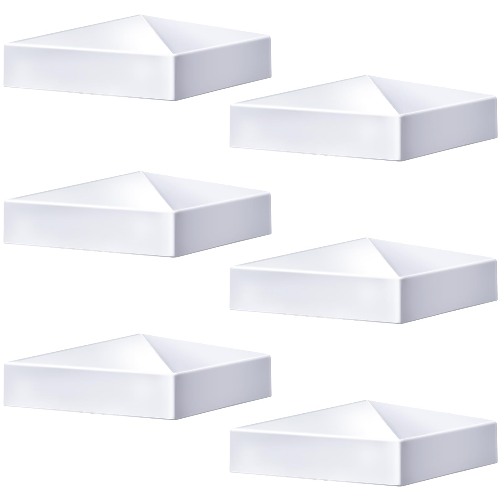 Taiyin 6-Pack White PVC Pyramid Post Top Caps