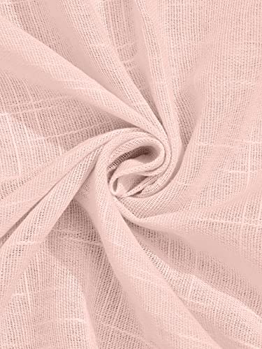 Image of Cotton Linen Solid Curtain with Eyelet Rings,Window Curtains for Pooja Room /Living Room /Dining Hall /Hotel /Bedroom /Kid Room /Kitchen (5 Feet, Baby Pink) Set of 2