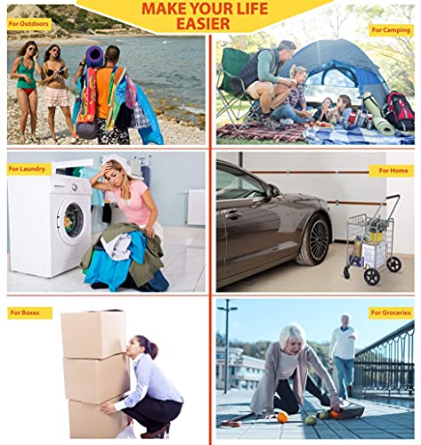 Wellmax Grocery Shopping Cart Bundle W/ 330Lbs Foldable Platform Cart #TOP2