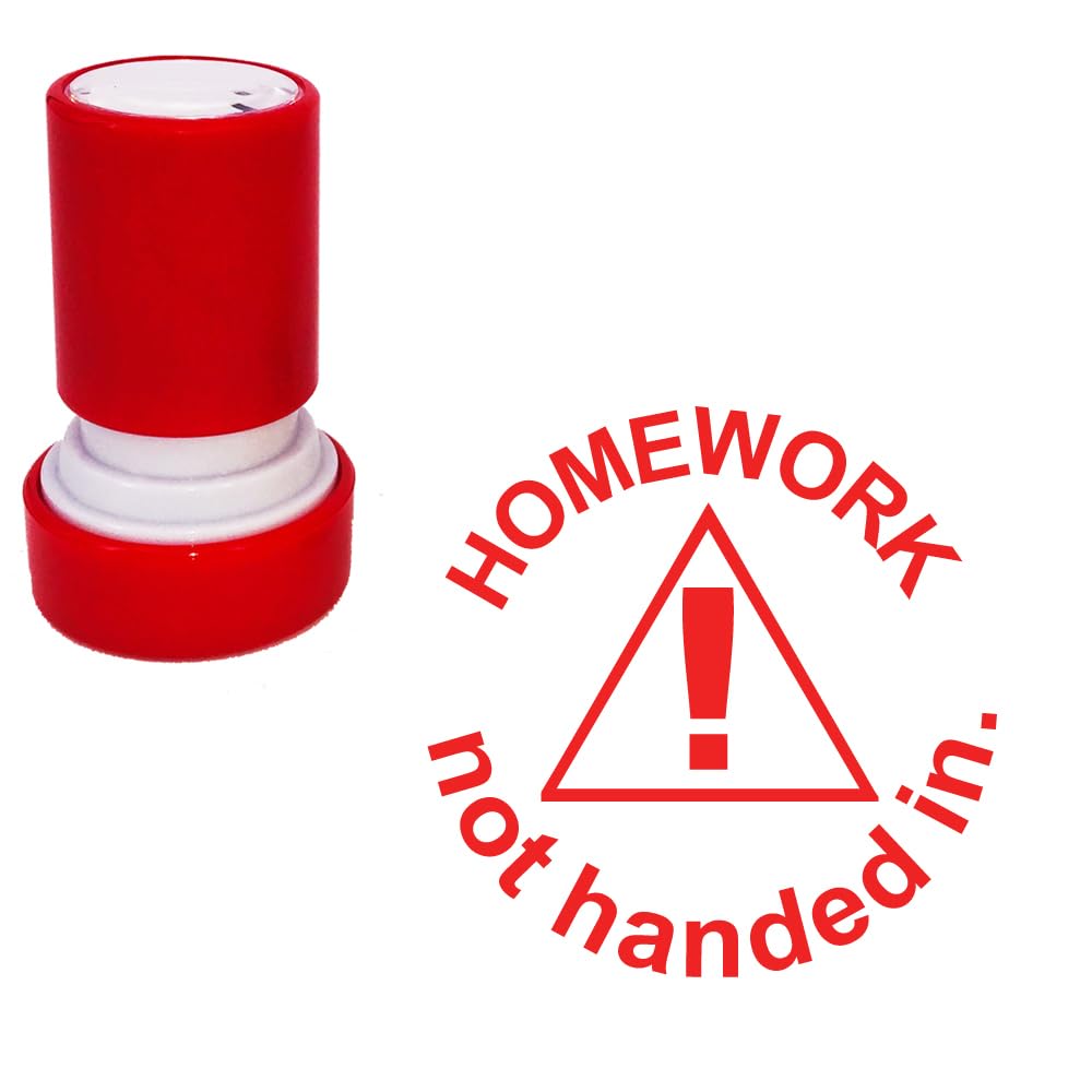 Xclamations Red Homework Not Handed In Teacher Stamp Teacher Stamp. Self-Inking, 22Mm, Reinkable, Quality Stamper For Marking And Praise. Ink