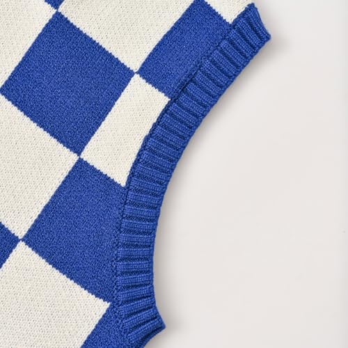 Image of Women's Sweater Vest,Y2K Sleeveless Pattern Preppy Style Knitted Crop Tank Top for Girl