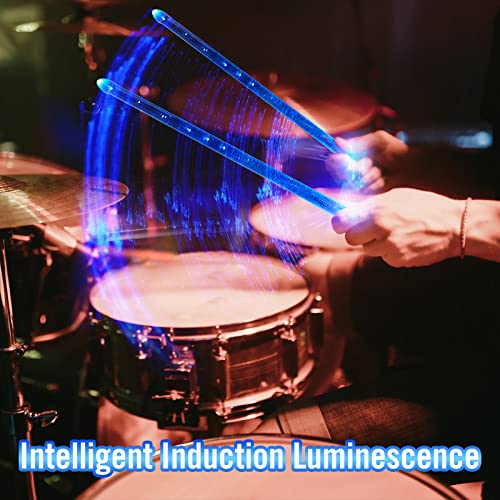 Rechargeable Blue Color LED Light Up Drum Sticks With Storage Bag, 5A Light Up Drumsticks with Waterproof Carrying Bag (Blue Color Only)