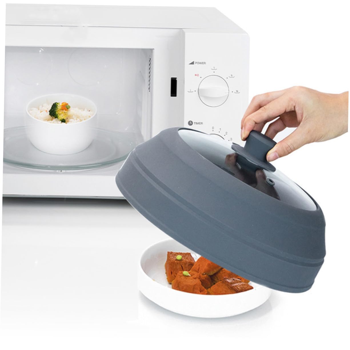 LIFKOME Spritzschutz aus Silikon und Glas Hitzebeständiger Mikrowellen für Ölbeständige Spülmaschinengeeignete Abdeckung Sicheres Kochen zu Hause