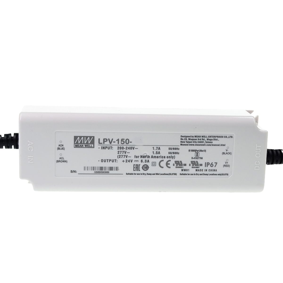 Mean Well LPVL 150W 24V 8A LED Driver LPVL-150-24