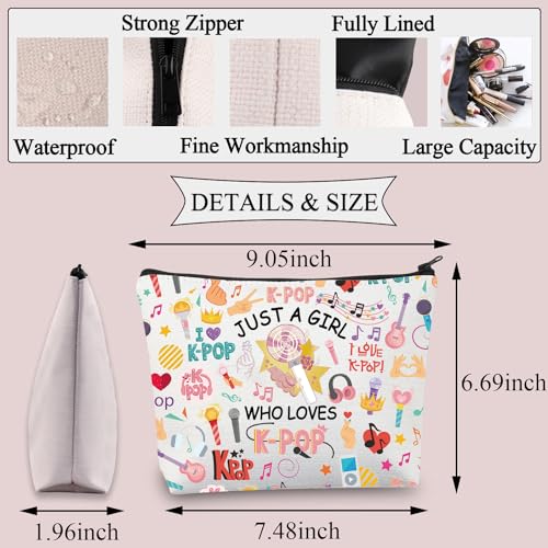 BDPWSS K-Pop Makeup Bag K-Pop Singer Merchandise Gift Just A Girl Who Loves K-Pop Gift for K-Pop Music Fan K-Pop Team Gift (Loves K-Pop)2