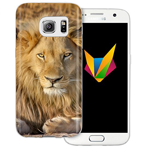 Mobilefox Löwe transparente Silikon TPU Schutzhülle 0,7mm dünne Handy Soft Case passend für Samsung Galaxy S7 Löwe Mähne