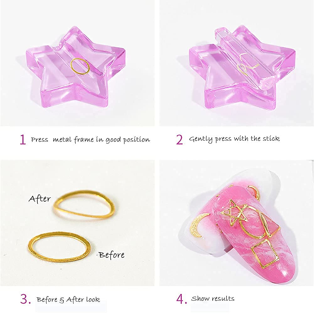 FUATY 2 Set Embossed Mold Nail Tools, Acrylic Nail Art Equipment for DIY Nail Design Metal Frame Bend Curve Tool : Beauty & Personal Care