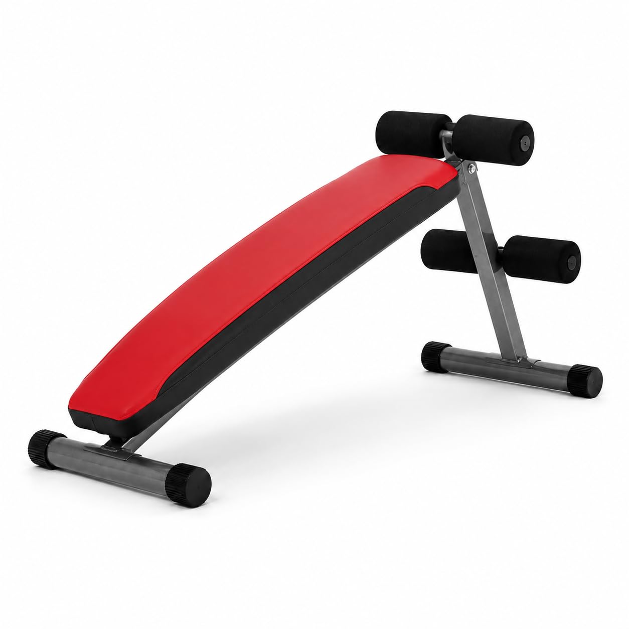 Sit Up Bench with Reverse Crunch Handle – Adjustable Weight Bench for Home Gym Core Workout, Abdominal Exercise, Strength Training & Full Body Fitness Equipment (Black & Red)