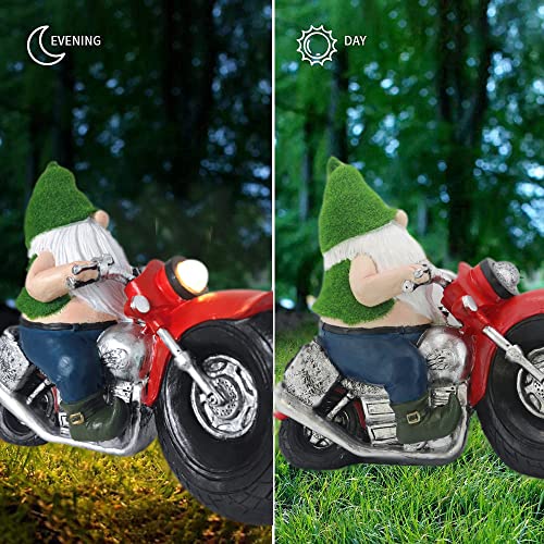 Joint Honglin Garden Gnome Sculptures & Statues Resin Christmas Gnome Riding Motorcycle, Outdoor Funny Decoration With Solar Light For Patio Yard Lawn Porch (Gnome Riding Motorcycle) #TOP2