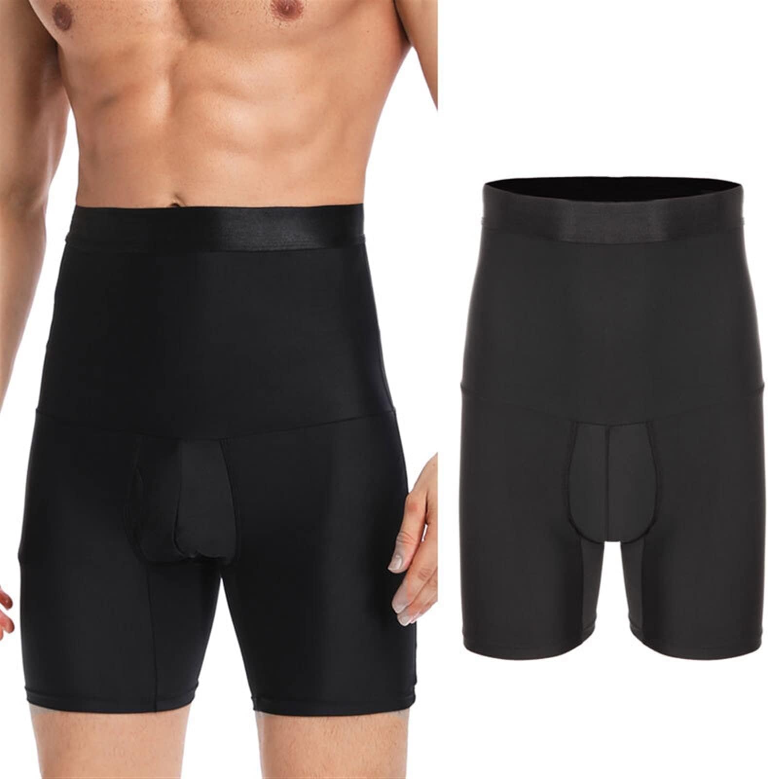 ZIFISMens Body Shaper Compression Shorts Abdomen Reducer Tummy Slimming Shapewear Belly Shapers Boxer Underwear Corset Fitness Pants (Color : Black1, Size : 3XL)