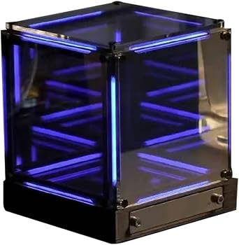4D Creative Abyss Gaming Desk Lamp, LED Ambient Mood Lighting for Home Office, PC Setup & Bedroom, Tech Gift for Adults & Teens Deep Space Blue [Energy Class A]