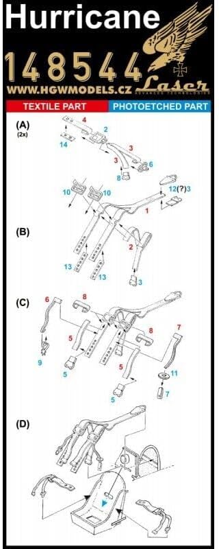 HGW 148544 1/48 Seatbelts for Hurricane pre-Cut Laser Accessories for Aircraft image 2