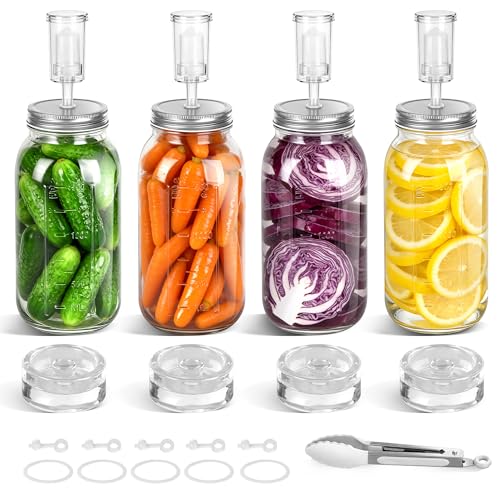 Fermentation Kit for Wide Mouth Mason Jars with Glass Weights & Airlocks