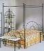 Black "sunburst" Design Queen Size Canopy Bed Headboard Footboard Canopy