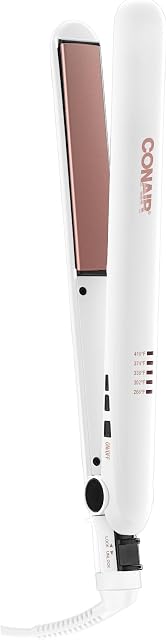 Conair Double Ceramic Hair Straightener Flat Iron with 1 Inch Floating Plates 5 Heat Settings up to 410°F Professional Styling Tool for Frizz-Free Straight Hair