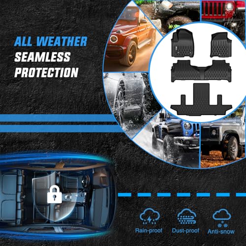 Image of Nilight TPE Floor Mats for Chevy Chevrolet Suburban GMC Yukon XL 7 Seats | Bucket Seats 2021 2022 2023 2024 2025 2026 All Weather Custom Fit Heavy Duty Floor Liners