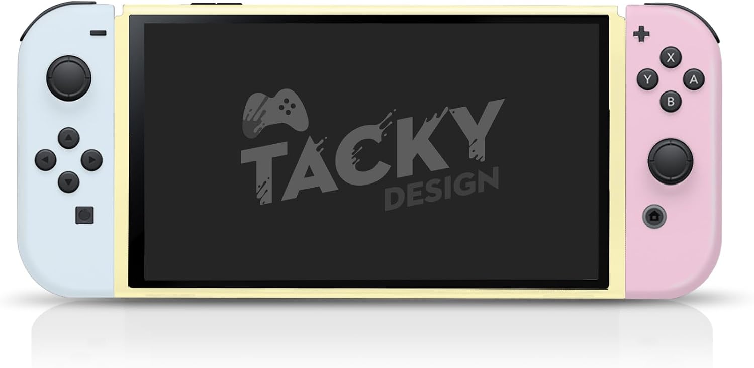 Tacky Design Color Blocking Skin Compatible with Nintendo Switch OLED Skin Wrap Cover, Colorwave for Switch OLED Stickers, Premium 3M Vinyl (Pink & Baby Blue, Nintendo Switch OLED)