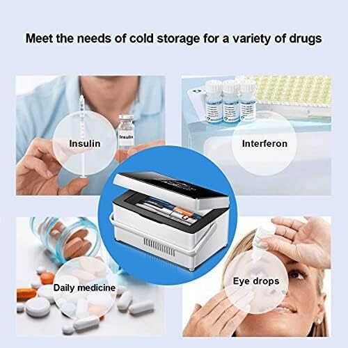 インスリン冷蔵庫 ポータブル 糖尿病クーラーボックス ミニ医薬品冷蔵庫 2-8℃冷却保持