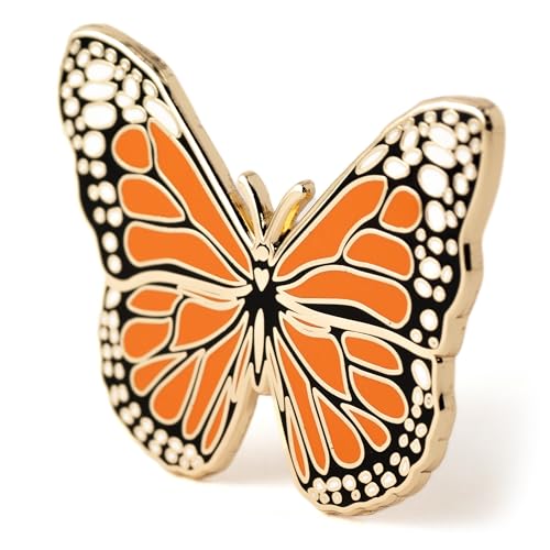 Image of Monarch Butterfly Pin - Gold Butterfly Jewelry Gift, Nature-Inspired Collectible Monarch Lapel Pin Gift for Her, Orange Butterfly Enamel Pin, Insect Pin