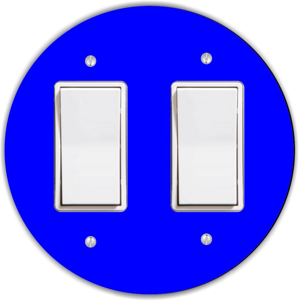 Rikki Knight RND-LSPROCKDBL-171 Round Double Rocker Light Switch Plate, Blue