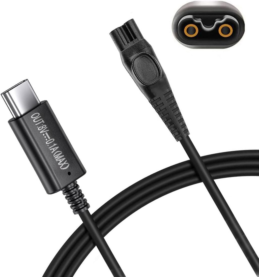 8V USB Type-C Charger Cable for Shaver, Electric Shaver Razor Trimmer Power Supply Charging Cord Compatible with Philips Norelco OneBlade HQ850 QP2530 QP2630/70, 3.28 FT