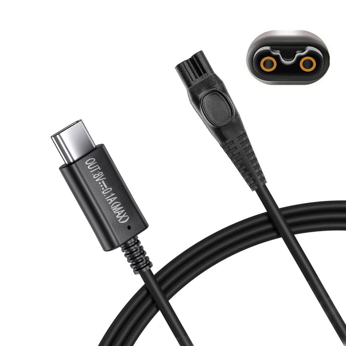 8V USB Type-C Charger Cable for Shaver, Electric Shaver Razor Trimmer Power Supply Charging Cord Compatible with Philips Norelco OneBlade HQ850 QP2530 QP2630/70, 3.28 FT