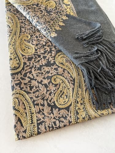 Women's Pashmina Shawl - Large Long Rainbow Floral Paisley Ladies Scarves, Wearable Blanket, Winter Scarf, Indian Wedding Stole, Cashmere Cotton